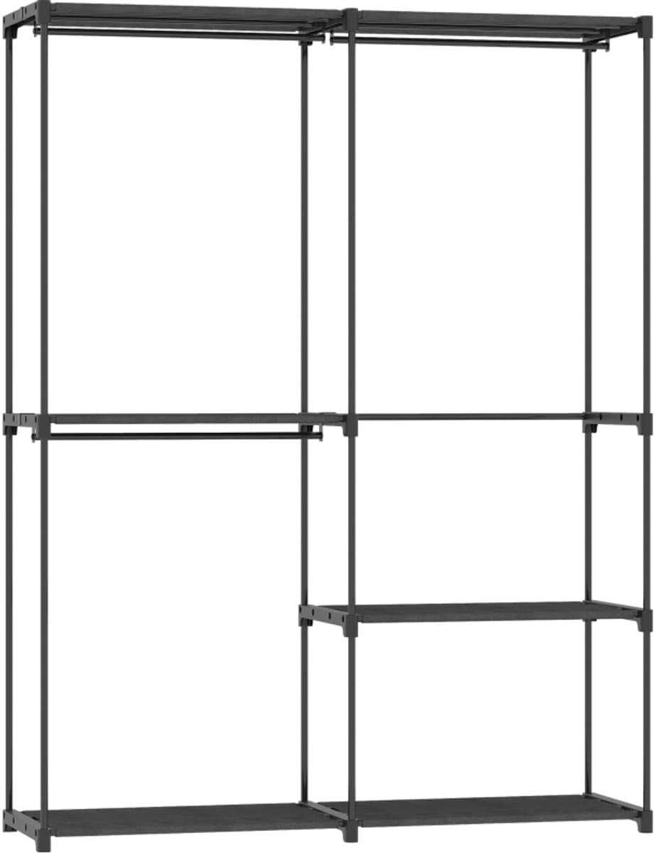 Draagbaar Kledingrek - Metalen Frame + Stofplanken - Ruim & Mobiel - Metaal & Stof - Zwart — afbeelding 1