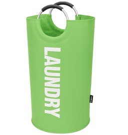BOTC Wasmand - Waszak - Laundry basket - Wassorteerder - 38x63 cm - waszak vouwbaar - draagbaar wasbox - Groen — thumbnail 1