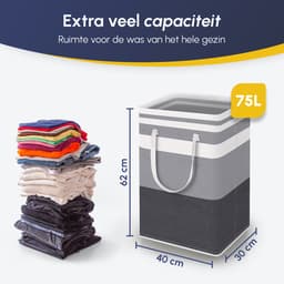 Wasmand 2 Pack - 75L - Opvouwbaar - Wassorteerder - Wasmanden - Opvouwbare Wasmand - Laundry Basket — thumbnail 4