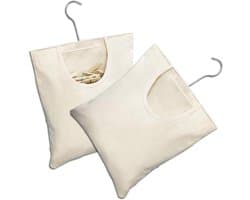 Wasknijper opbergtas met beugel en hanger - set van 2 stuks - beige - voor slaapkamer - 32 x 27 cm - opbergtas voor wasknijpers