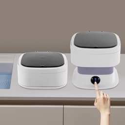 Draagbare Mini-Wasmachine – 10L 40W – Opvouwbaar & Halfautomatisch – Voor Gezinnen, Appartementen & Slaapzalen – Paars/Kaki — thumbnail 4