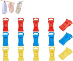 15 stuks - Antislip waslijnknijpers - Waslijnknijpers - Sokkenklemmen - Sokkenklemmen voor wasmachine en droger - Blauw - okkenhouders en sokkenclips - Sokkenklemmen voor wasgoed — thumbnail 1