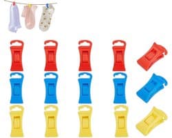 15 stuks - Antislip waslijnknijpers - Waslijnknijpers - Sokkenklemmen - Sokkenklemmen voor wasmachine en droger - Blauw - okkenhouders en sokkenclips - Sokkenklemmen voor wasgoed