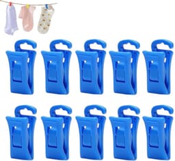 10 stuks - Antislip waslijnknijpers - Waslijnknijpers - Sokkenklemmen - Sokkenklemmen voor wasmachine en droger - Blauw - okkenhouders en sokkenclips - Sokkenklemmen voor wasgoed — thumbnail 1