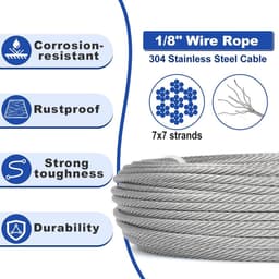 EGoods - Roestvrij stalen kabel 3mm 30m met oogjes en accessoires voor gordijntouw, klimhulp en waslijn — thumbnail 5