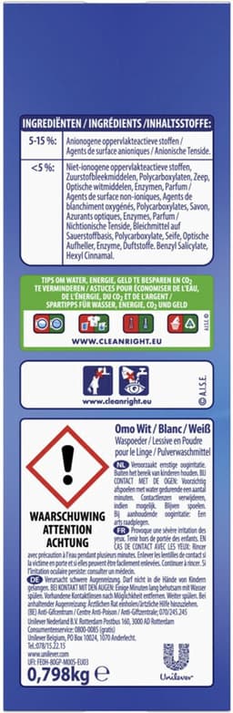2 x OMO – Waspoeder – Wit – 14 Wasbeurten - Wit Waspoeder - Schone Was - Vlekverwijdering - Waskracht - 30 Minuten Was — thumbnail 2