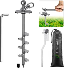 Grondanker Hond - Hondenlijn Paal - Buiten Activiteiten - Robuust Alloy Staal - 40 cm - Zilver — thumbnail 1