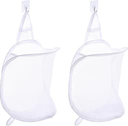 2 stuks - Opvouwbare wasmand voor aan de muur - Wasmand voor aan de muur - Hangende wasmand - Wasmand van gaas voor aan de muur - Ademend - Met handvat - Wit - 30*40*18 cm - Geschikt voor kleding en speelgoed — thumbnail 3