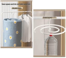 Spiraal droogrek voor kleding - Droogrek voor lakens - Ophangbaar droogrek voor kleding - Diameter 41,8 cm - Totale spiraallengte 2,2 m - Opvouwbaar - Geschikt voor het drogen van dekbedden, lakens en gordijnen - Wit — thumbnail 3