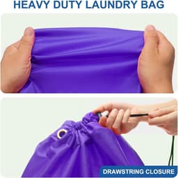 Waszakken met Treksluiting - Set van 2 - 68 x 56 cm - Vuile Waszak met Handvat - Wasbare Wasmand voor Reizen, Kamperen en Outdoor - Paars/Zwart — thumbnail 5