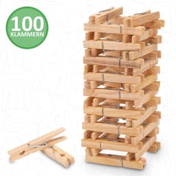 Bamboe Wasknijpers Set – 100 Duurzame Wasknijpers voor Droogrek – Inclusief Herbruikbare Paperzak — thumbnail 3