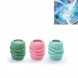 3 stuks siliconen wasballen - anti-klit en gemakkelijk schoon te maken - kledingverzorgings- en reinigingsballen - wasmachine-schrobballen - 7 * 4,5 cm - geschikt voor wasmachine-onderhoud thuis - lichtblauw + groen + roze — thumbnail 2
