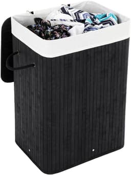 Wasmand 40 x 30 x 60 cm Zwart Vuile wasmand met handgrepen deksel en uitneembare voering Opvouwbaar en ruimtebesparend Maximaal draagvermogen 20 kg Stevige en duurzame constructie — thumbnail 5