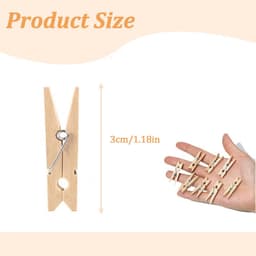 100 Mini Houten Wasknijpers 30mm - Decoratieve Klemmetjes voor Fotowand en Knutselen — thumbnail 3