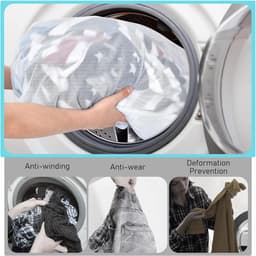 Wasnet - 2 stuks - Waszakken - Wasnetten - Waszak met rits - Voorkomt dat kleding vervormt en kreukt - Geschikt voor truien, overhemden, ondergoed, sokken, schoenen - 80*60cm - Wit — thumbnail 2
