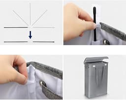 Smalle Wasmand met Deksel 45L, Opvouwbare Wasmand voor Vuile Was met Draaggreep, Waterafstotend, Ruimtebesparende Wasbox voor Badkamer, Slaapkamer en Wasruimte (Gray) — thumbnail 5