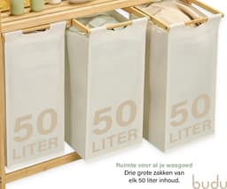 Budu Wasmand 3 vakken - Wassorteerder - Wasmanden Bamboe - 150L — thumbnail 5