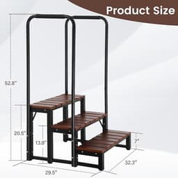 Whirlpool-trap met dubbele leuningen – 3-traps spa-treden voor whirlpool en zwembad – Afneembare U-vormige leuning, antislip treden, verstelbare voet, draagvermogen van 204 kg – Novihome Spa Step Deluxe — thumbnail 3