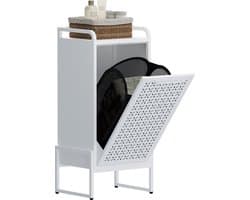 VEEHAUS® Tessi Wasmand - Luxe Wasverzamelmand – Wasbox – Ergonomisch Uitneembare Zak – Metalen Frame van Hoogwaardig Staal - 42 x 35 x 93 cm – Crème