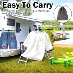 Draagbare Reiswaslijn Set van 3 - Uittrekbare Waslijn voor Buiten en Camping — thumbnail 3