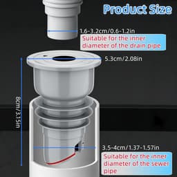 Allecta - Afvoerslangafdichting - Rioolplug - Siliconen - Afdichtingsring - Afvoerpijp - Keuken - Badkamer - Wasmachine - Zwart - 35-40 cm - Waterdicht — thumbnail 2
