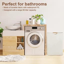 Opvouwbare Wasmand – Katoen – 36L speelgoedwasmand – Kleine opvouwbare wasmand – Ruimtebesparend & Wasbaar – pbergmand voor vuile was – Stijlvol Design – Geschikt voor Badkamer, Slaapkamer & Waskamer — thumbnail 4