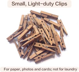 Houten Was Knijpers - Kleine Knijpers - Hobby en Knutselen - Natuurlijk Birch Hout - 50 Stuks - Diverse Kleuren — thumbnail 2