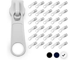 Set van 20 Witte Vervangende Ritslopers Maat 5 (40mm) voor Jassen, Tassen en Kleding