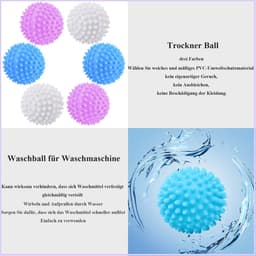 SnelShoppen - Plastic Droogballen, Set van 6 Wasballen voor Zachte Kleding in Wasmachine en Droger, Wit/Blauw/Roze, 4 cm, Ideaal voor Drogen en Wassen — thumbnail 3