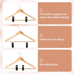 20-stuks Kledingklem - Ophangklem voor kleding - Fluweelzachte kledingklem - Multifunctionele kledingklem - Antislip en laat geen strepen achter - 7,1*2,2*2,2 cm - Geschikt voor broeken, overhemden, rokken, sokken, enz. - Zwart — thumbnail 2