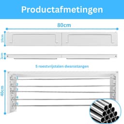 Wanddroogrek - Droogrek Inklapbaar - Wasrek - Droogtoren - Droogrekken - Zilver — thumbnail 1