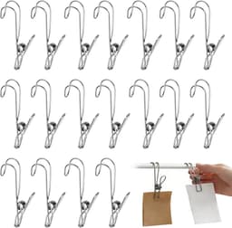 Roestvrijstalen klemmen - 18 stuks - Maat S - 9cm - Klemmen - Dekbedklemmen - Winddichte klemmen - Wasknijpers - Wasknijpers met haken - Kledinghangklemmen - Metalen wasknijpers - Hoedenklemmen - Sokkenklemmen - Huishoudklemmen - Keukenklemmen — thumbnail 1