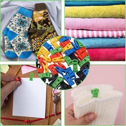 Sokkenclips - 50 stuks - Droogrek tegen verlies - Sokkenhouders - Plastic - Antislip wasknijpers - Sokkenclips voor wasmachine en droger - Kleurrijke sokkendroogclips - Waslijnknijpers - 3×1.3cm - 5 kleuren — thumbnail 3