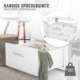 Aura® Wasmachine Verhoger - Wasmachine Verhoger met Lade - Wasmachine Sokkel Met Laadcapaciteit tot 150 KG - Wasmachine Kast - Wasmachine Ombouw – Wasmachineverhoger - Wit - ‎63cm x 54cm x 32cm — thumbnail 4
