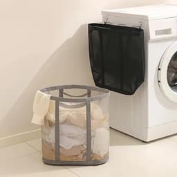 Opvouwbare wasmand, grote opbergmand van gaas voor vuile was en kinderspeelgoed (grijs) — thumbnail 1