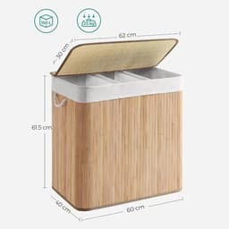 Wasmand - opbergmand - opbergdoos van bamboe - handgemaakte gevlochten mand - 150 liter — thumbnail 2