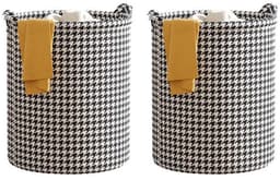 Wasmand Opbergmand Opvouwbaar - Set van 2 - XXL Formaat - Stoffen Wasmand - Voor Wasgoed Speelgoed en Kleding - 40 x 56 cm - Pied-de-poule — thumbnail 1