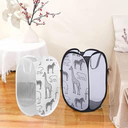 Pop Up Laundry Basket Pack of 2 - Foldable with Mesh - 30 x 30 x 48 cm - Handles - Fabric Basket for Deposit Bottles Collection — thumbnail 2