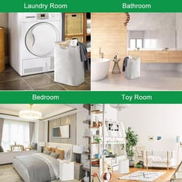 Wasmand – Ruime wasmand – Opbergmand – Opvouwbare opbergbak – Vrijstaande wasmand – 60 L – Met handvatten – Ideaal voor was en handdoeken in de badkamer — thumbnail 2