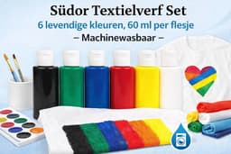 Südor Textielverf Set - 6 levendige kleuren, 60 ml per flesje - Machinewasbaar — thumbnail 2