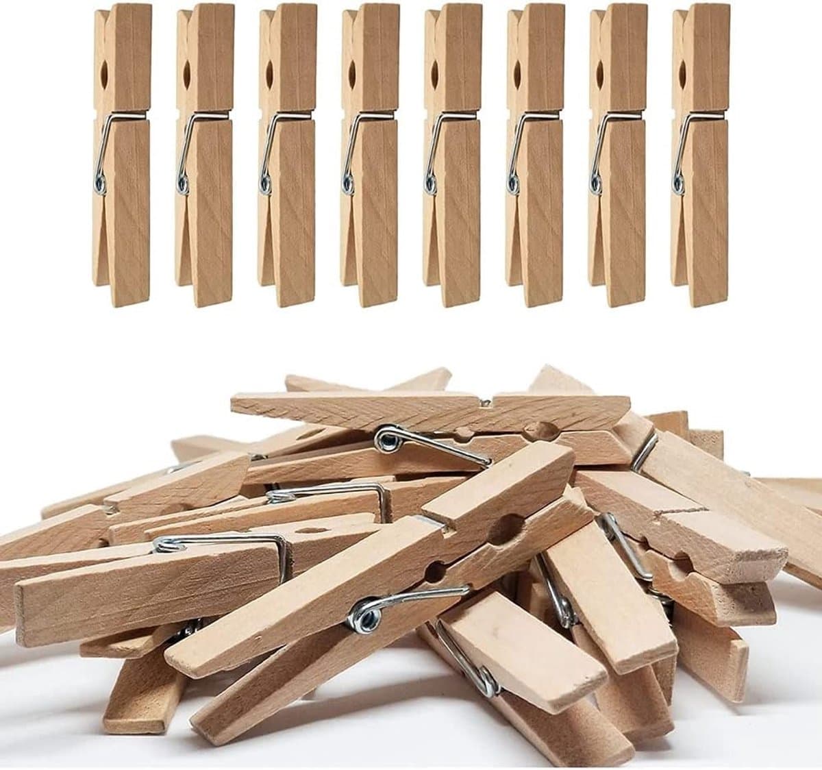 Wasknijpers Hout - Kledingspelden Knutselen - Buiten Droge Kleding - Heavy Duty Ontwerp - 50 Stuks - Natuurlijk Hout — afbeelding 1