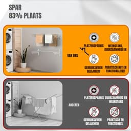 SCH® Wanddroogrek Inklapbaar - Wanddroogrek - Zilver - ‎80cm x 100cm x 14cm — thumbnail 5