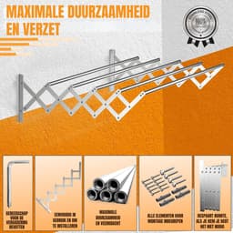 SCH® Wanddroogrek Inklapbaar - Wanddroogrek - Zilver - ‎80cm x 100cm x 14cm — thumbnail 2