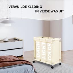 CLVP® Wassorteerder 3 Vaken - Wasmand - Wassorteerder - Beige — thumbnail 3