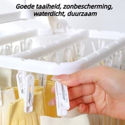 1 stuk - Wasknijpers - Opvouwbaar - 32 knijpers - Voor sokken en ondergoed - Draagbaar hangrek voor binnen/buiten - Wit — thumbnail 4