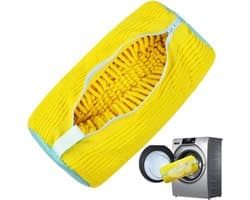 Schoenwaszak voor wasmachine en droger, waszak voor schoenen, sneakerwaszak voor de meeste schoentypes (Geel, 1 stuk)