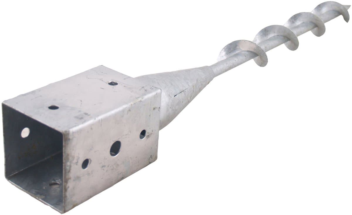 Paalhouder met Pen en Spiraal Vuurverzinkt Vierkanthout 71x71x795 mm — afbeelding 1