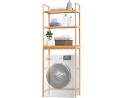 Wasmachinekast Bamboe – Opbergrek Boven Wasmachine – Toiletrek 170 cm – Ruimtebesparende Badkamer Organizer