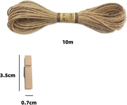 Houten knijpers - 100 stuks - 3,5 x 0,7 cm - jute koord - natuurlijk hout - decoratieve knijpers voor foto's en ansichtkaarten. — thumbnail 3