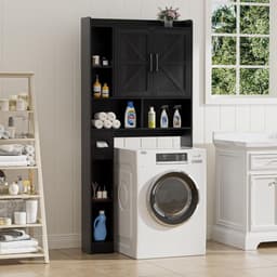 SNJY® Wasmachine Kast - Wasmachine Verhoger - Wasmachine Ombouw - 20D x 81,6B x 172,2H cm - Zwart — thumbnail 3